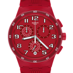 Load image into Gallery viewer, Swatch Red step SUSR404 - cinturino silicone rosso - cassa plastica rossa - quadrante rosso con cronografo e datario