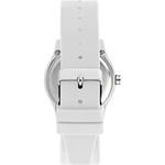 Load image into Gallery viewer, Dettaglio quadrante bianco con indici a bastoni argentati.