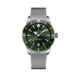 Load image into Gallery viewer, Quadrante verde sunburst con indici Super-LumiNova® luminescenti e datario a finestrella del Breitling Superocean Heritage B31 Automatic 40 AB3110361L1A1