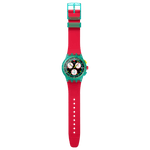 Load image into Gallery viewer, Vista laterale della cassa in polimero e cinturino testurizzato rosso con fibbia verde.