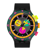 Load image into Gallery viewer, Swatch Neon Seppia SB02B104 cronografo con cassa nera opaca trasparente e cinturino in silicone nero.