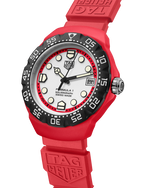 Load image into Gallery viewer, Dettaglio lunetta girevole nera TH-Polylight e corona in acciaio.