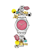 Load image into Gallery viewer, Swatch The charm of mom YSZ101G - bracciale e cassa acciaio - quadrante rosa