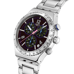 Load image into Gallery viewer, Swatch Purple Glow YVS533G - bracciale e cassa acciaio - quadrante nero cronografo