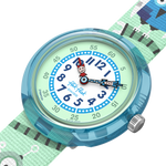 Load image into Gallery viewer, Flik Flak Beep beep beep! FBNP254 - cassa azzurra - cinturino multicolor - quadrante bianco e verde