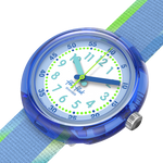 Load image into Gallery viewer, Flik Flak Flip it blue! FPNP184 - cassa blu - cinturino verde e azzurro quadrante bianco e azzurro