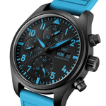 Load image into Gallery viewer, IWC Pilot’s Watch Chronograph 41 George Russell IW389411 - cinturino caucciù azzurro - cassa ceramica nera - quadrante nero con datario e cronografo