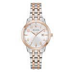 Load image into Gallery viewer, Bulova Sutton Lady 98M140 - bracciale acciaio/oro rosa - cassa acciaio - quadrante argento con datario
