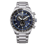 Load image into Gallery viewer, Citizen Marine Crono AT2569-80L - bracciale e cassa acciaio - quadrante blu crono e datario - ghiera nera e bianca