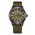 Load image into Gallery viewer, Citizen Field AW1877-09X - cinturino canvas verde militare - cassa grigia acciaio - quadrante verde militare con datario