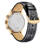Load image into Gallery viewer, Citizen Aviator Crono CA4723-03A - cinturino pelle nero - cassa acciaio placcato oro giallo - quadrante argento con crono e datario - fondello