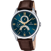 Festina Classics F16823/A - cassa acciaio - cinturino pelle marrone - quadrante blu multifunzione