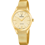 Load image into Gallery viewer, Festina Swiss Made Grace F20077/3 - bracciale e cassa acciaio placcato oro giallo - quadrante a raggiera colore oro