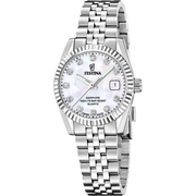 Festina Classic steel F20087/1 - bracciale e cassa acciaio - quadrante madreperla con datario e brillanti
