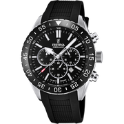 Festina Ceramic F20515/2 - cassa acciaio - cinturino gomma nera - quadrante nero con cronografo e datario