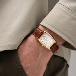 Load image into Gallery viewer, Hamilton American Classic Boulton Quartz H13431553 - cassa acciaio dorato - cinturino marrone in pelle - quadrante argento - polso