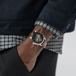 Load image into Gallery viewer, Hamilton Jazzmaster Open Heart Auto H32675581 - cassa acciaio - cinturino marrone in pelle - quadrante nero con movimento a vista - posto