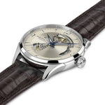 Load image into Gallery viewer, Hamilton Jazzmaster Open Heart Auto H32705521 - cassa acciaio - cinturino pelle marrone - quadrante beige con movimento a vista