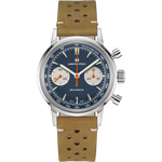 Load image into Gallery viewer, Hamilton American Classic Intra-Matic Chronograph H H38429541 - cassa acciaio - cinturino beige in pelle - quadrante blu con cronografo e tachimetro
