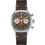 Load image into Gallery viewer, Hamilton American Classic Intra-Matic Chronograph H H38429591 - cassa acciaio - cinturino marrone in pelle - quadrante marrone con cronografo e tachimetro