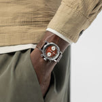 Load image into Gallery viewer, Hamilton American Classic Intra-Matic Chronograph H H38429591 - cassa acciaio - cinturino marrone in pelle - quadrante marrone con cronografo e tachimetro - polso