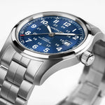 Load image into Gallery viewer, Hamilton Khaki Field Auto H70605140 - bracciale e cassa acciaio - quadrante blu con datario