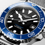 Load image into Gallery viewer, Longines Hydroconquest 39mm L3.779.4.90.6 - bracciale e cassa acciaio - quadrante nero laccato lucido - ghiera blu