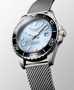 Load image into Gallery viewer, Longines Hydroconquest 42mm L3.788.4.99.6 - bracciale e cassa acciaio - quadrante azzurro ghiaccio con datario - ghiera ceramica nera
