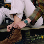 Load image into Gallery viewer, Casio Edgy AQ-240E-3AEF - bracciale acciaio - cassa resina grigia - quadrante turchese multifunzione - polso