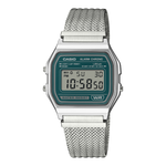 Load image into Gallery viewer, Casio Iconic A158WEM-3EF - bracciale acciaio - cassa resina grigia - quadrante verde scuro multifunzionale