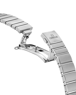 Load image into Gallery viewer, Fondello in acciaio inox con medaglione raffigurante l'osservatorio di Ginevra e otto stelle dell'Omega Constellation con chiusura a vite