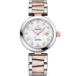 Load image into Gallery viewer, Quadrante argentato con motivo a onde con indici in oro rosa e lancette lucide dell’Omega De Ville Ladymatic Co-Axial Chronometer 34 mm