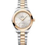 Load image into Gallery viewer, Quadrante argento spazzolato finish soleil con indici applicati e datario a ore 6 dell’Omega Seamaster Aqua Terra 30 mm modello 220.20.30.20.02.001.