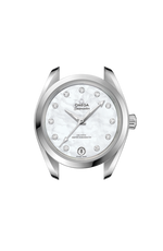 Load image into Gallery viewer, Profilo laterale della cassa in acciaio inox lucido e spazzolato da 34 mm con vetro zaffiro bombato e corona a vite.