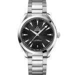 Load image into Gallery viewer, Quadrante verde spazzolato a raggi di sole con motivo teak orizzontale e indici rodiati con Super-LumiNova bianca dell’Omega Seamaster Aqua Terra 41 mm modello 220.10.41.21.01.001.