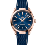 Load image into Gallery viewer, Quadrante argentato sunburst dell’Omega Seamaster Aqua Terra 41 mm con indici a bastone rodiati, lancette sfaccettate e datario a ore 3