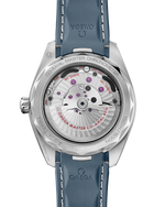 Load image into Gallery viewer, Fondello in vetro zaffiro dell’Omega Seamaster Aqua Terra che mostra il movimento automatico Co-Axial Master Chronometer calibro 8916