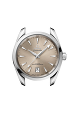 Load image into Gallery viewer, Cassa in acciaio inossidabile lucido da 38 mm con corona simmetrica, lunetta liscia e bracciale integrato in acciaio inox lucido e satinato con maglie rotonde