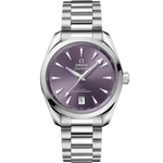Load image into Gallery viewer, Quadrante lavanda laccato soleil con finitura a raggi di sole centrale dell’Omega Seamaster Aqua Terra Shades 38 mm modello 220.10.38.20.10.004.