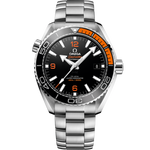 Load image into Gallery viewer, Quadrante nero con motivo a onde inciso al laser e indici luminescenti dell’Omega Seamaster Planet Ocean 600M 43,5 mm modello 215.30.44.21.01.002.