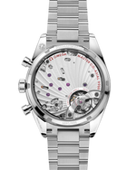 Load image into Gallery viewer, Fondello piatto in vetro zaffiro con trattamento antiriflesso interno e incisione Speedmaster '57, con calibro manuale Co-Axial Master Chronometer 9906 visibile