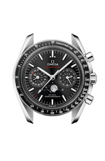 Load image into Gallery viewer, Cassa in acciaio inox da 44,25 mm con vetro zaffiro bombato e lunetta in ceramica blu con scala tachimetrica in Liquidmetal™ dell’Omega Speedmaster Moonphase