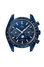 Load image into Gallery viewer, Profilo laterale della cassa in ceramica blu lucida con vetro zaffiro bombato e lunetta in ceramica blu con scala tachimetrica Ceragold™.