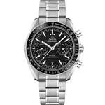 Load image into Gallery viewer, Quadrante nero “sandwich” a nido d’ape con dettagli in Super-LumiNova gialla, lancetta cronografica centrale gialla e contatori del cronografo dell’Omega Speedmaster Racing 44,25 mm 329.30.44.51.01.001.