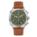 Load image into Gallery viewer, Bulova Military 96B482 - cassa acciaio - cinturino pelle marrone - quadrante verde con cronografo e datario