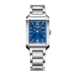 Load image into Gallery viewer, Quadrante blu opalino con finitura satinata soleil e minuteria grigia dell'orologio Baume & Mercier Hampton 10754