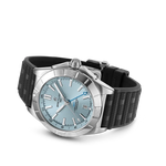 Load image into Gallery viewer, Vista laterale della cassa in acciaio e platino con vetro zaffiro bombato dell’orologio Breitling Chronomat