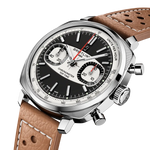 Load image into Gallery viewer, Dettaglio del cinturino in pelle di vitello beige e fibbia ad ardiglione in acciaio dell’orologio Breitling Top Time B01 Racing.