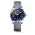 Load image into Gallery viewer, Longines Hydroconquest 39mm L3.779.4.90.6 - bracciale e cassa acciaio - quadrante nero laccato lucido - ghiera blu