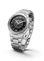 Load image into Gallery viewer, Baume & Mercier Riviera 10715 M0A10715 - cassa e bracciale in acciaio - quadrante nero fumé trasparente